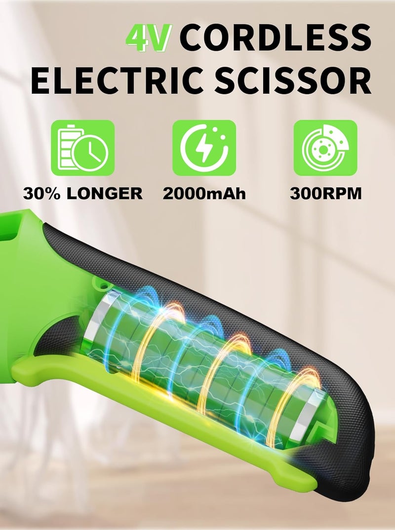 Virsin 4V 2000mAh Cordless Cardboard Cutter, Electric Box Cutter for Cardboard with 2 Titanium Blades, LED & Safety Lock, Rotary Cutter for Fabric, Stocking Stuffers Gifts for Men Women - Leaf Green - Image 3
